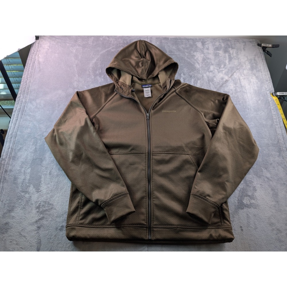 Men's Patagonia Brown Fleece Lined Full Zip Hooded Jacket Slopestyle Large 29831